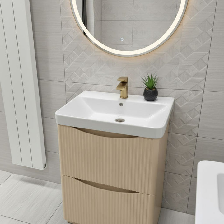 Josef Martin Happi 600mm Fluted Floor Standing Vanity Unit &amp; Basin - Sand