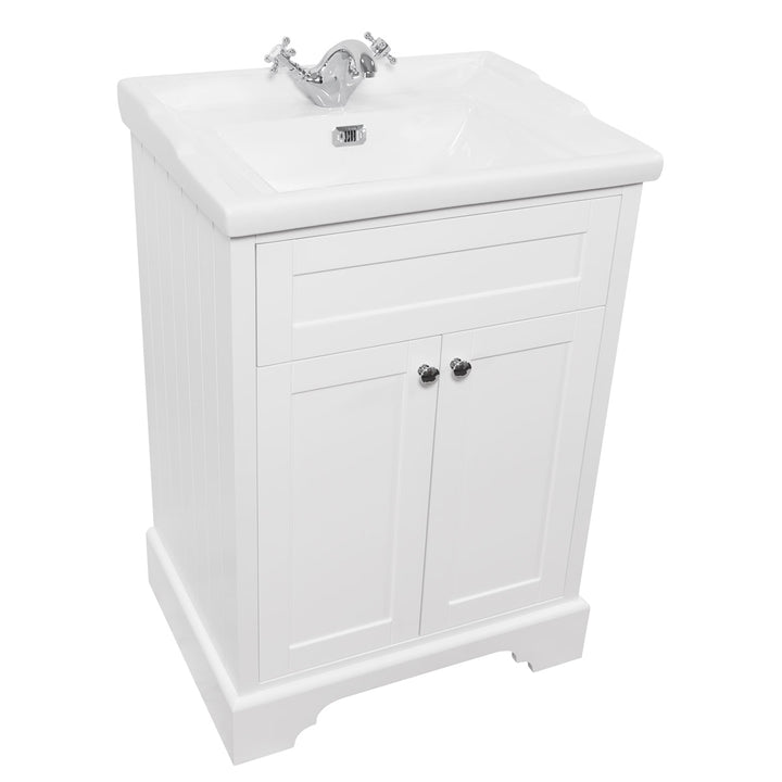 Kingsbury Traditional 600mm Floor Standing Vanity Unit and Basin - White