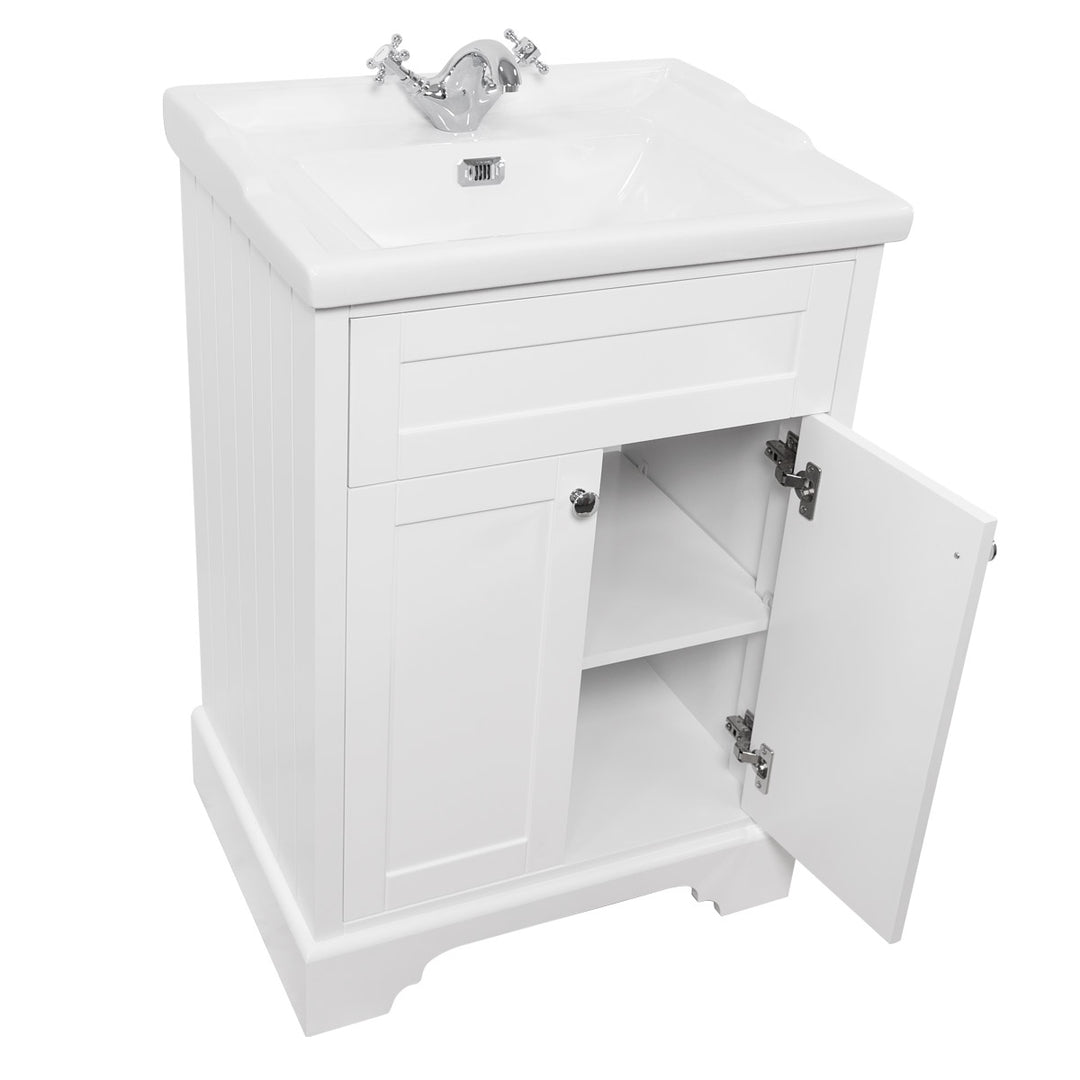 Kingsbury Traditional 600mm Floor Standing Vanity Unit and Basin - White