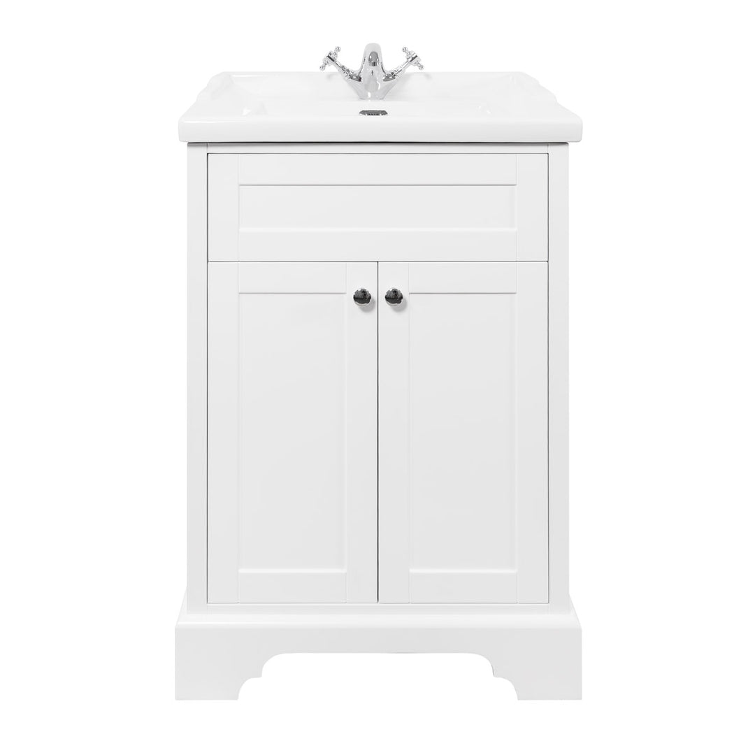 Kingsbury Traditional 600mm Floor Standing Vanity Unit and Basin - White