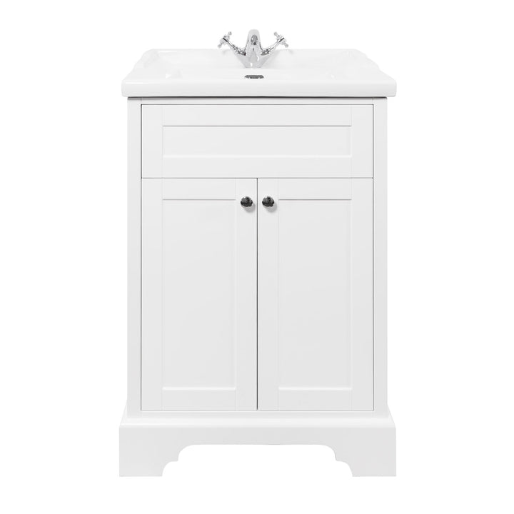 Kingsbury Traditional 600mm Floor Standing Vanity Unit and Basin - White