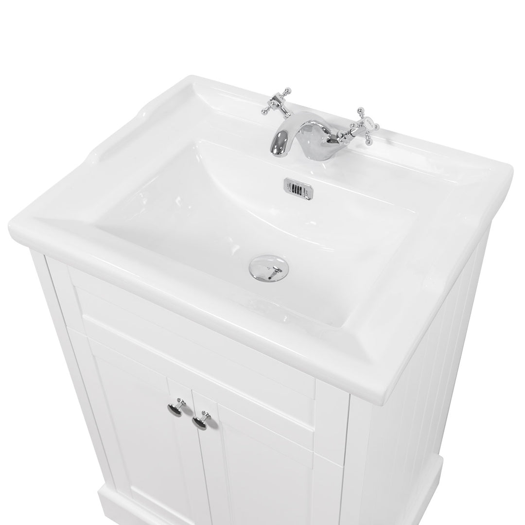 Kingsbury Traditional 600mm Floor Standing Vanity Unit and Basin - White