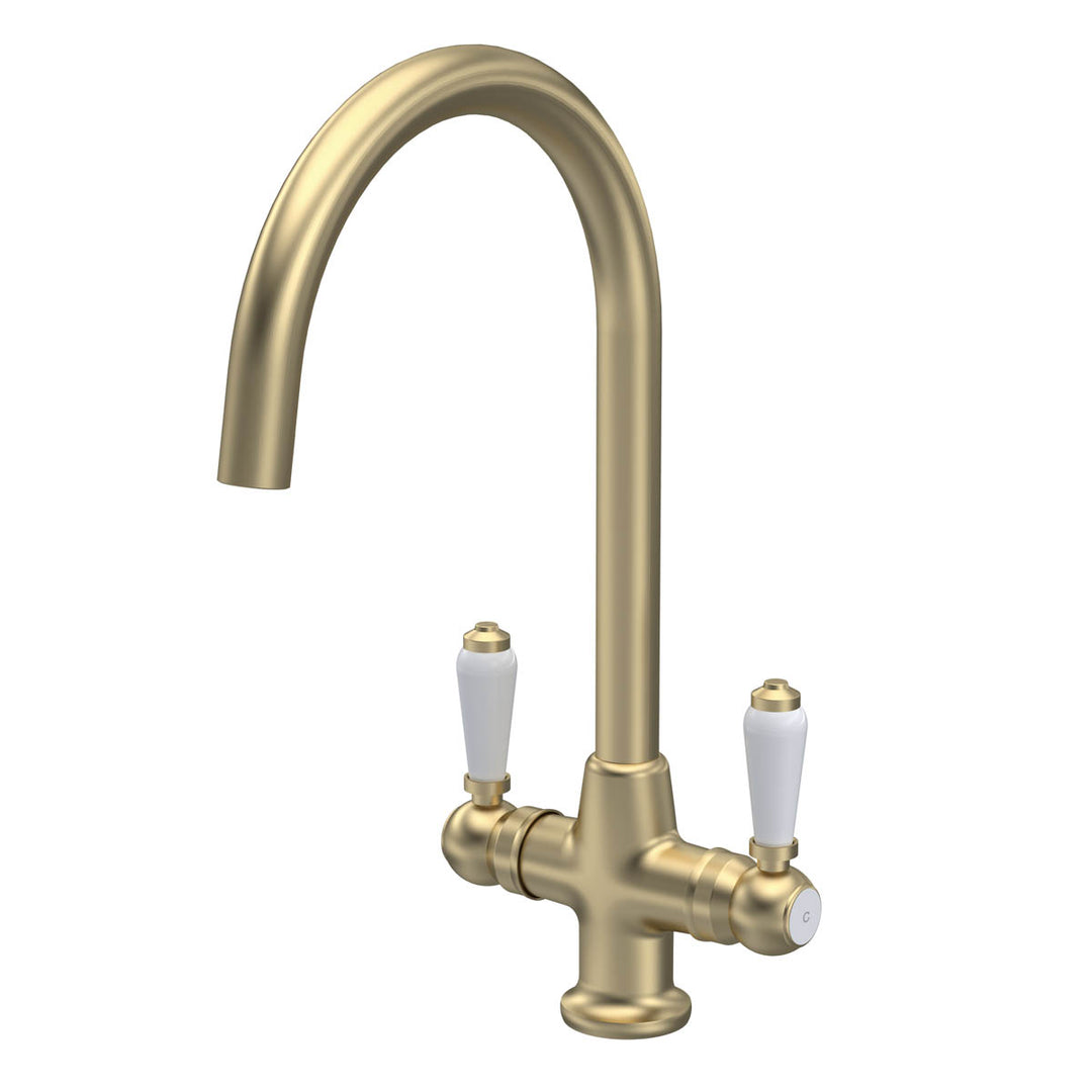 Nuie Cruciform Traditional Mono Kitchen Tap - Brushed Brass