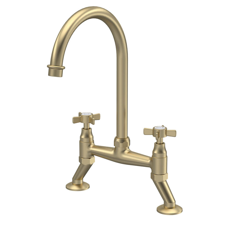 Nuie Bridge Traditional Mono Kitchen Tap - Brushed Brass