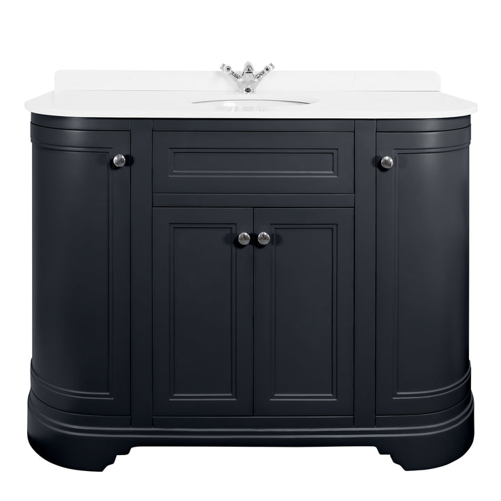Kingsbury Classic Curved 1200mm Vanity Unit, Worktop &amp; Ceramic Basin - Anthracite
