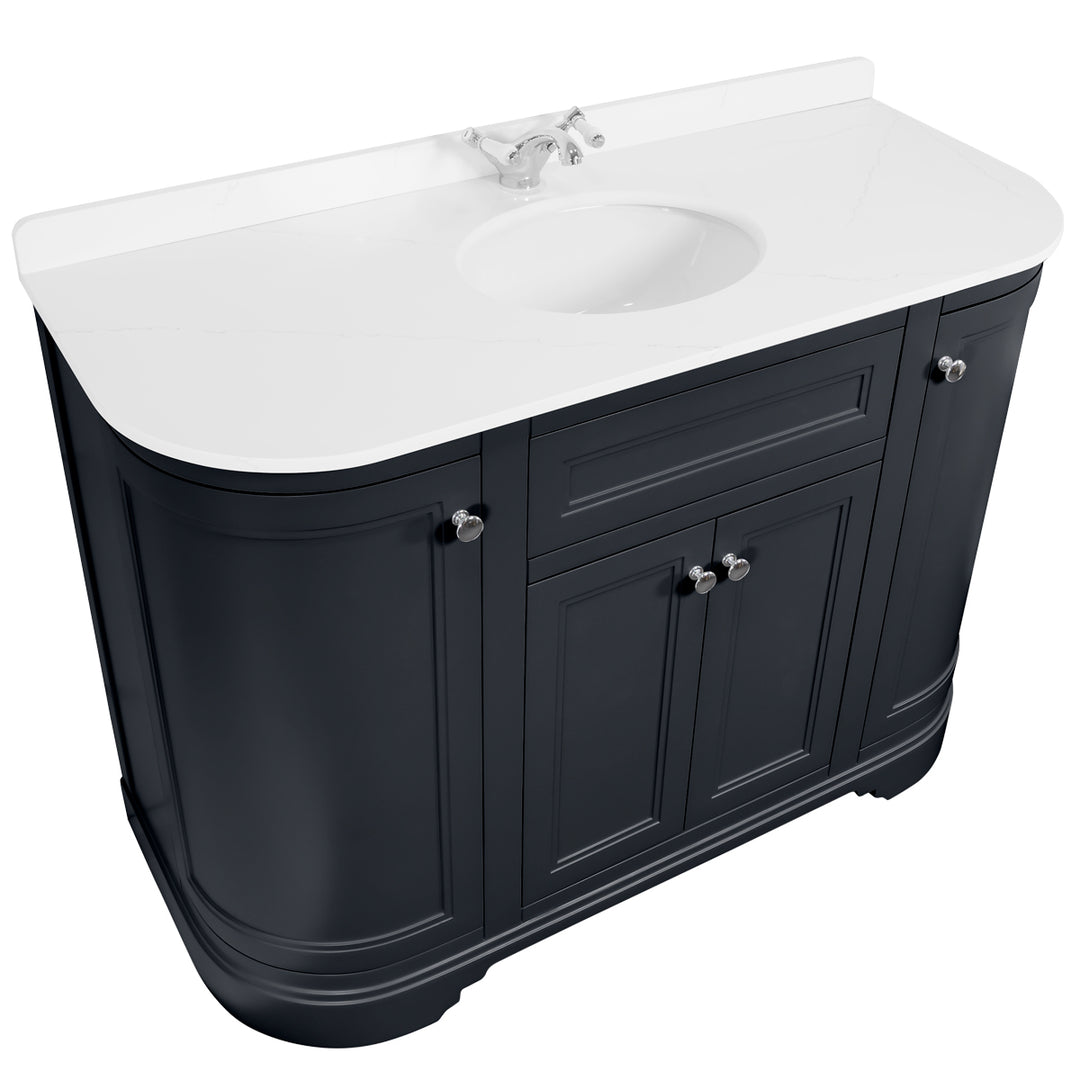Kingsbury Classic Curved 1200mm Vanity Unit, Worktop &amp; Ceramic Basin - Anthracite