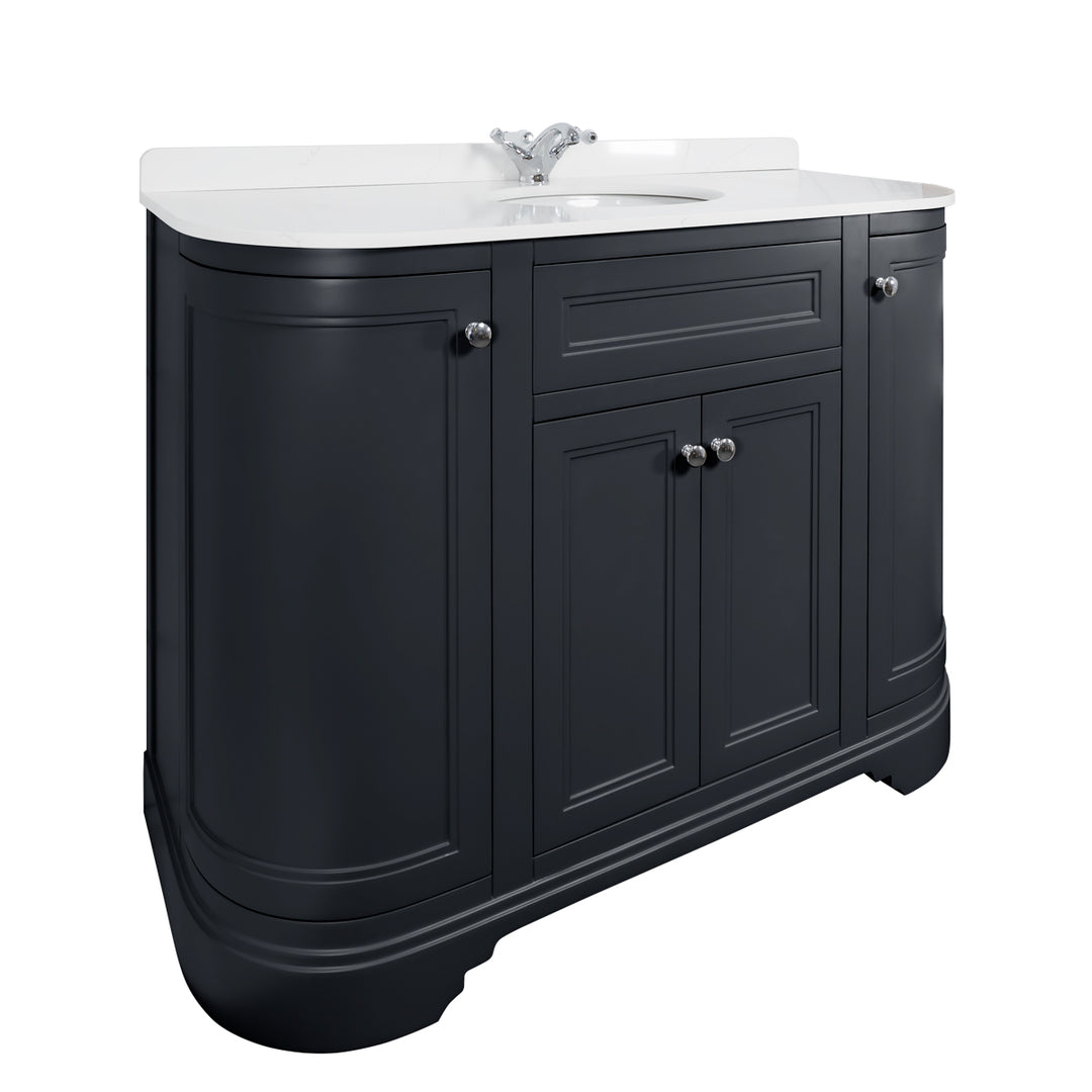 Kingsbury Classic Curved 1200mm Vanity Unit, Worktop &amp; Ceramic Basin - Anthracite