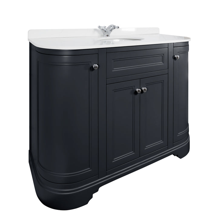 Kingsbury Classic Curved 1200mm Vanity Unit, Worktop &amp; Ceramic Basin - Anthracite