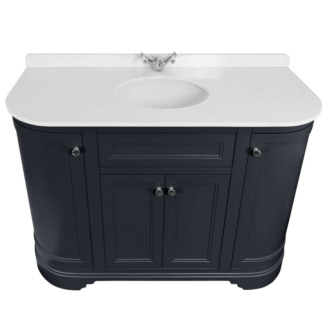Kingsbury Classic Curved 1200mm Vanity Unit, Worktop &amp; Ceramic Basin - Anthracite