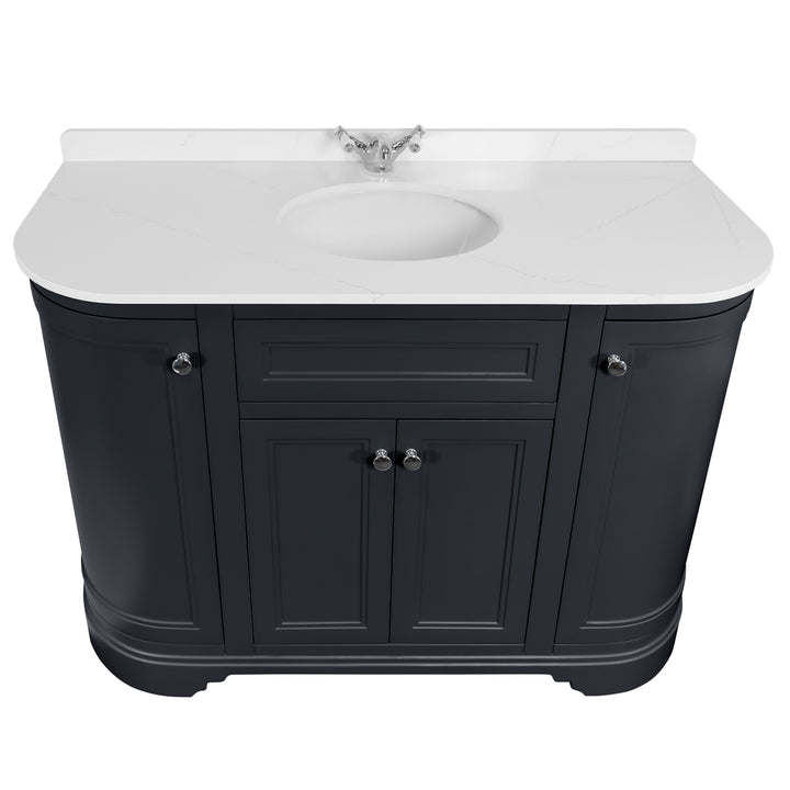 Kingsbury Classic Curved 1200mm Vanity Unit, Worktop &amp; Ceramic Basin - Anthracite