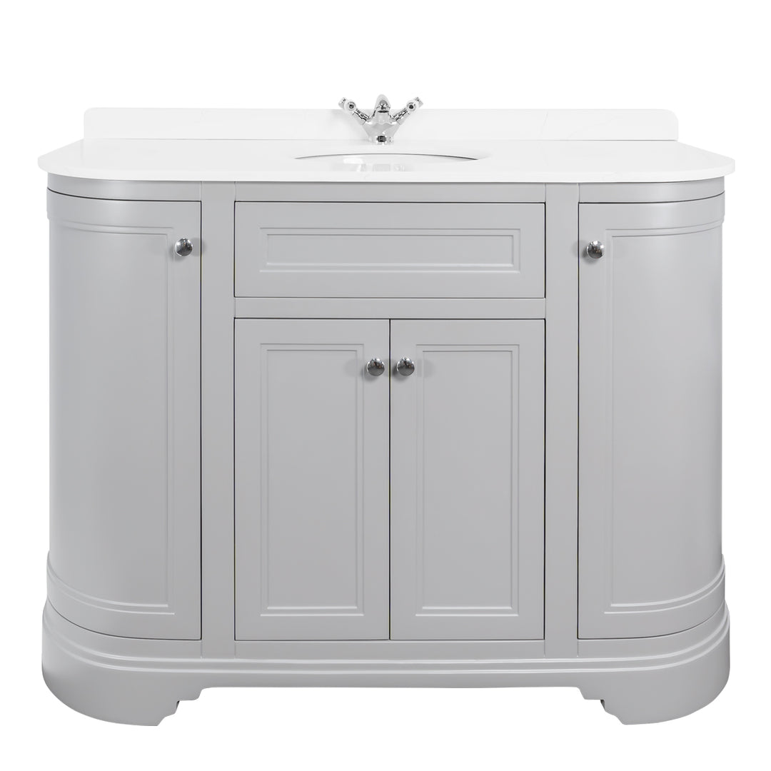 Kingsbury Classic Curved 1200mm Vanity Unit, Worktop &amp; Ceramic Basin - Signal Grey