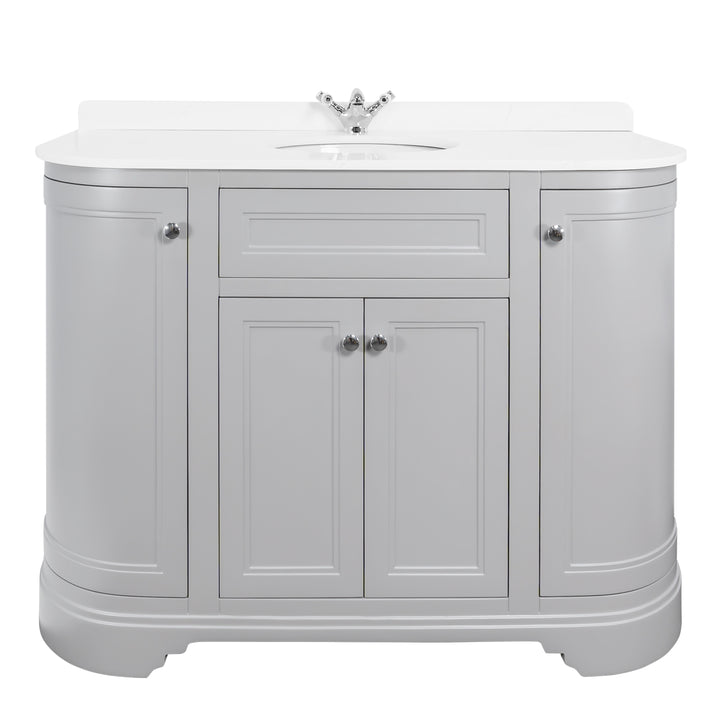 Kingsbury Classic Curved 1200mm Vanity Unit, Worktop &amp; Ceramic Basin - Signal Grey