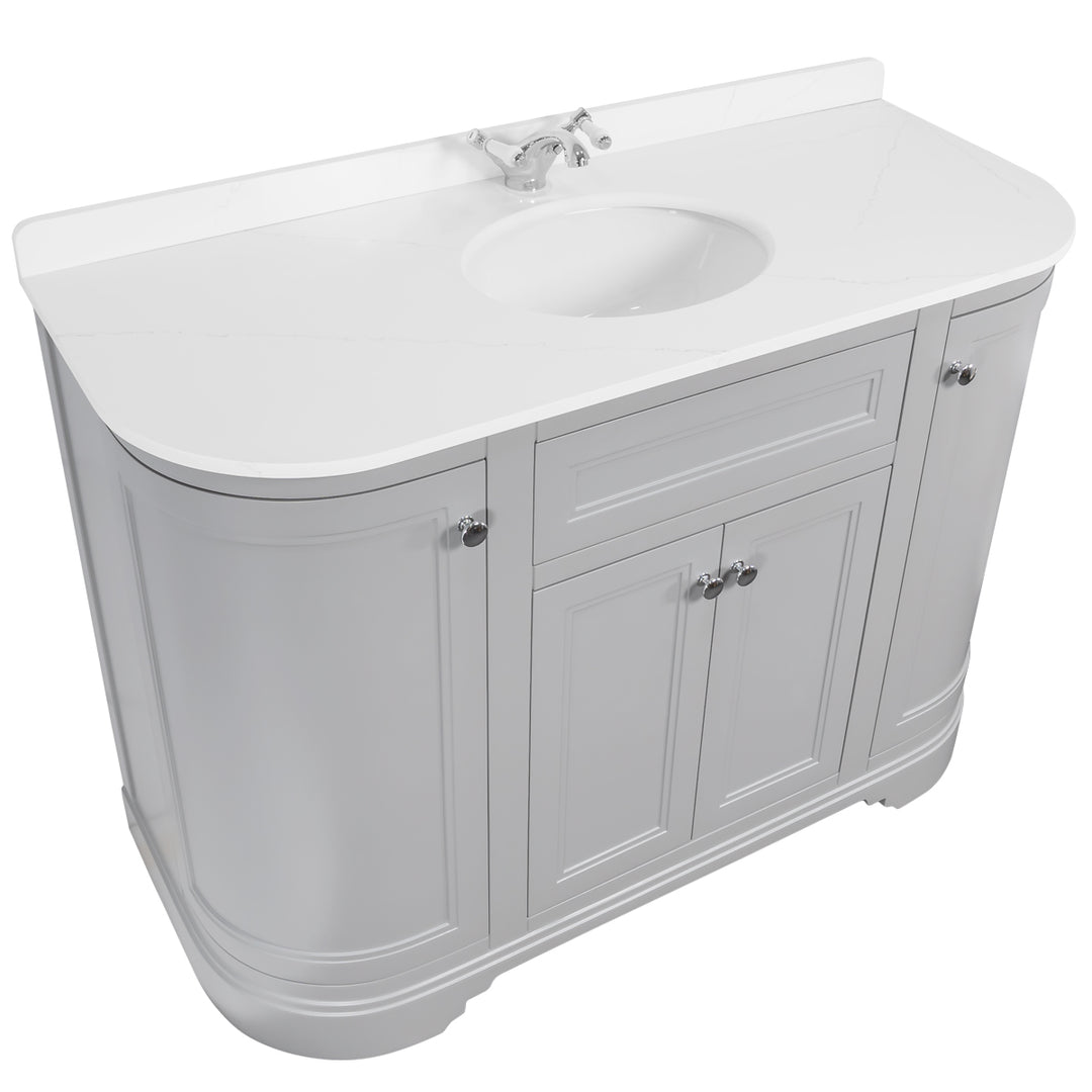 Kingsbury Classic Curved 1200mm Vanity Unit, Worktop &amp; Ceramic Basin - Signal Grey