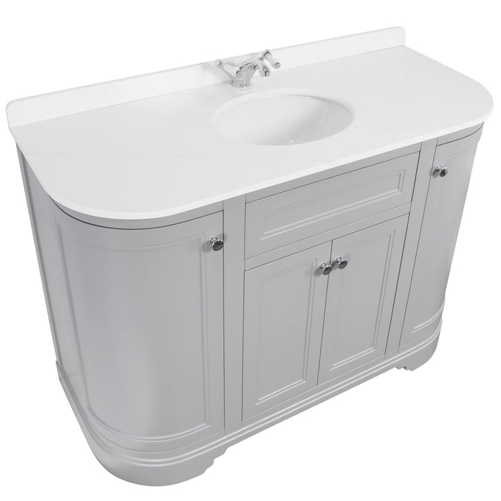 Kingsbury Classic Curved 1200mm Vanity Unit, Worktop &amp; Ceramic Basin - Signal Grey