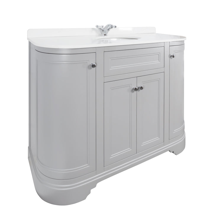 Kingsbury Classic Curved 1200mm Vanity Unit, Worktop &amp; Ceramic Basin - Signal Grey