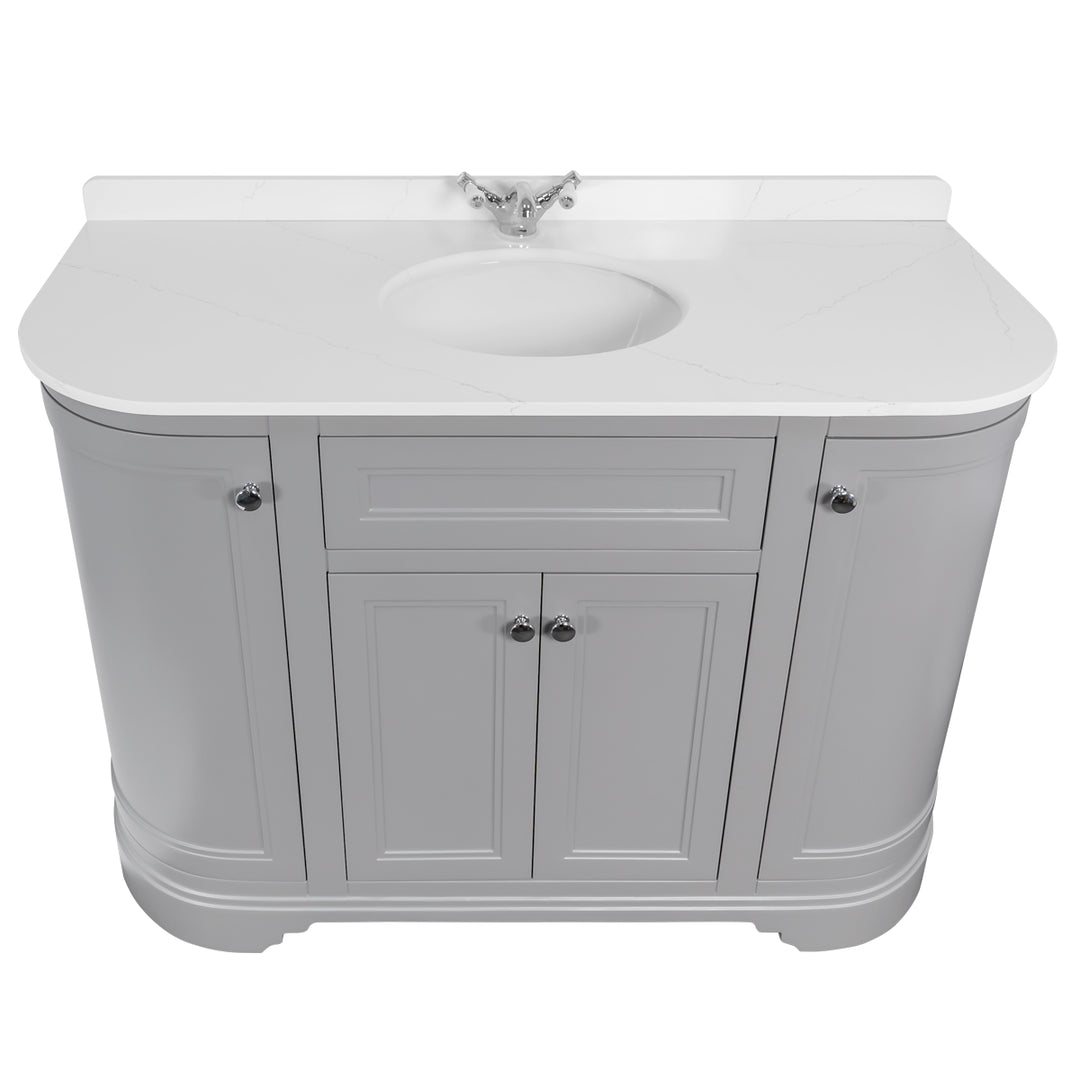 Kingsbury Classic Curved 1200mm Vanity Unit, Worktop &amp; Ceramic Basin - Signal Grey