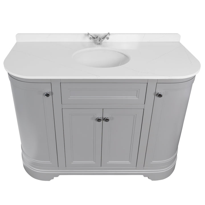 Kingsbury Classic Curved 1200mm Vanity Unit, Worktop &amp; Ceramic Basin - Signal Grey
