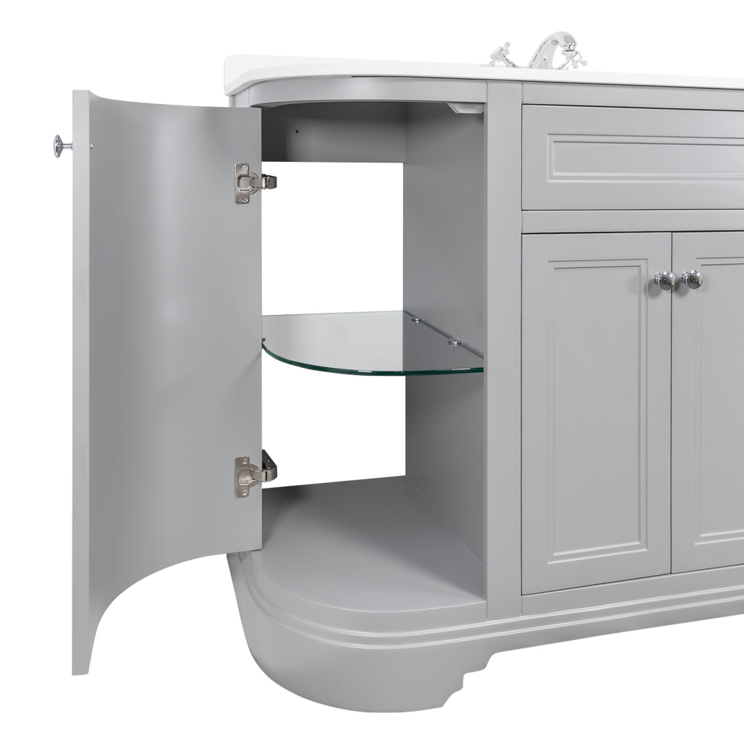 Kingsbury Classic Curved 1200mm Vanity Unit, Worktop &amp; Ceramic Basin - Signal Grey