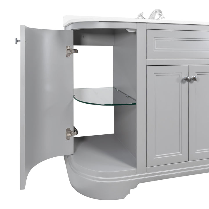 Kingsbury Classic Curved 1200mm Vanity Unit, Worktop &amp; Ceramic Basin - Signal Grey