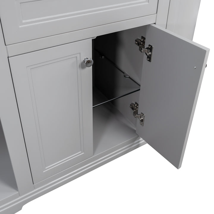Kingsbury Classic Curved 1200mm Vanity Unit, Worktop &amp; Ceramic Basin - Signal Grey