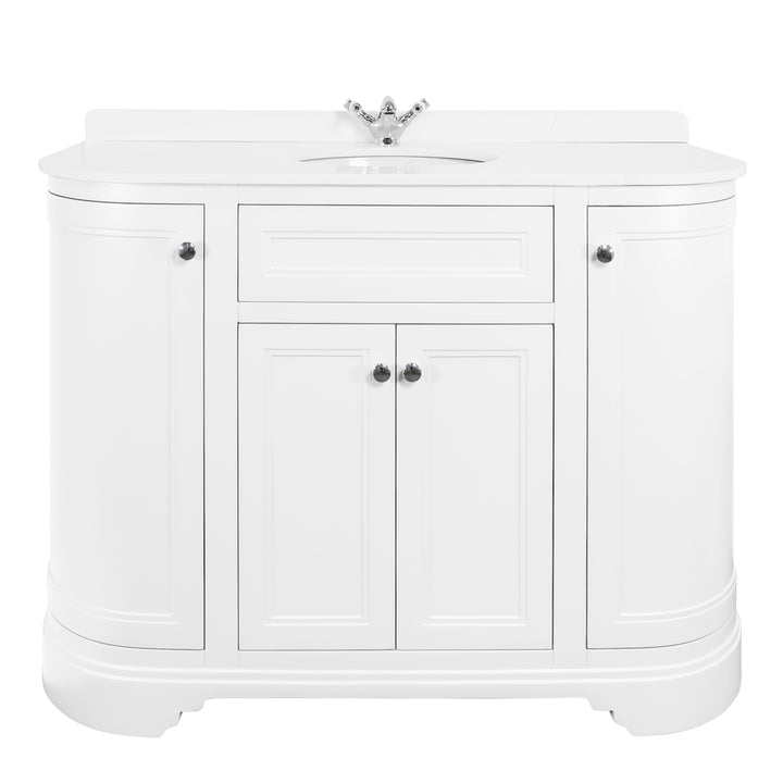 Kingsbury Classic Curved 1200mm Vanity Unit, Worktop &amp; Ceramic Basin - White