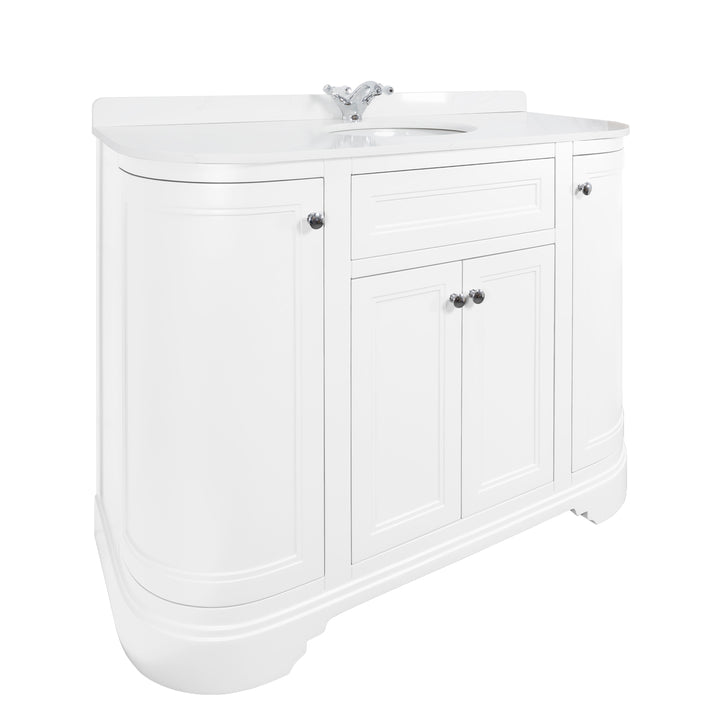 Kingsbury Classic Curved 1200mm Vanity Unit, Worktop &amp; Ceramic Basin - White