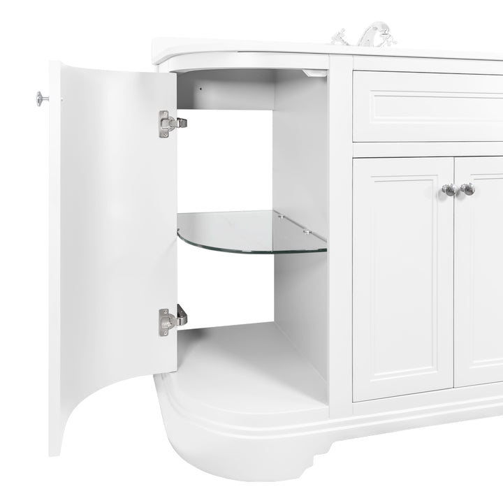 Kingsbury Classic Curved 1200mm Vanity Unit, Worktop &amp; Ceramic Basin - White