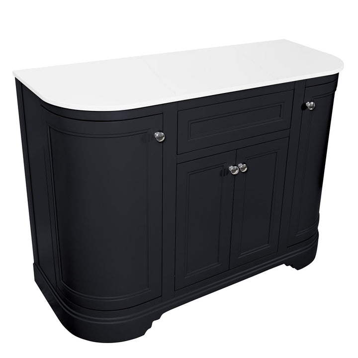 Kingsbury Classic Curved 1200mm Floor Standing Vanity Unit with Marble Worktop - Dark Grey