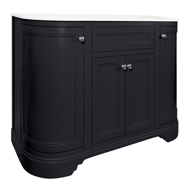 Kingsbury Classic Curved 1200mm Floor Standing Vanity Unit with Marble Worktop - Dark Grey