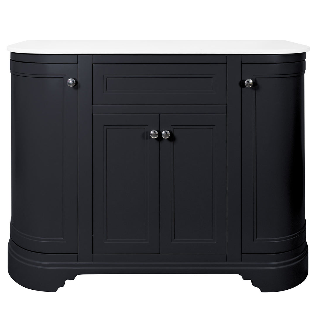 Kingsbury Classic Curved 1200mm Floor Standing Vanity Unit with Marble Worktop - Dark Grey