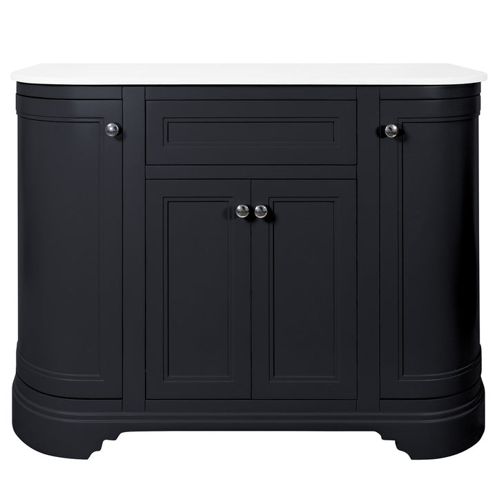 Kingsbury Classic Curved 1200mm Floor Standing Vanity Unit with Marble Worktop - Dark Grey