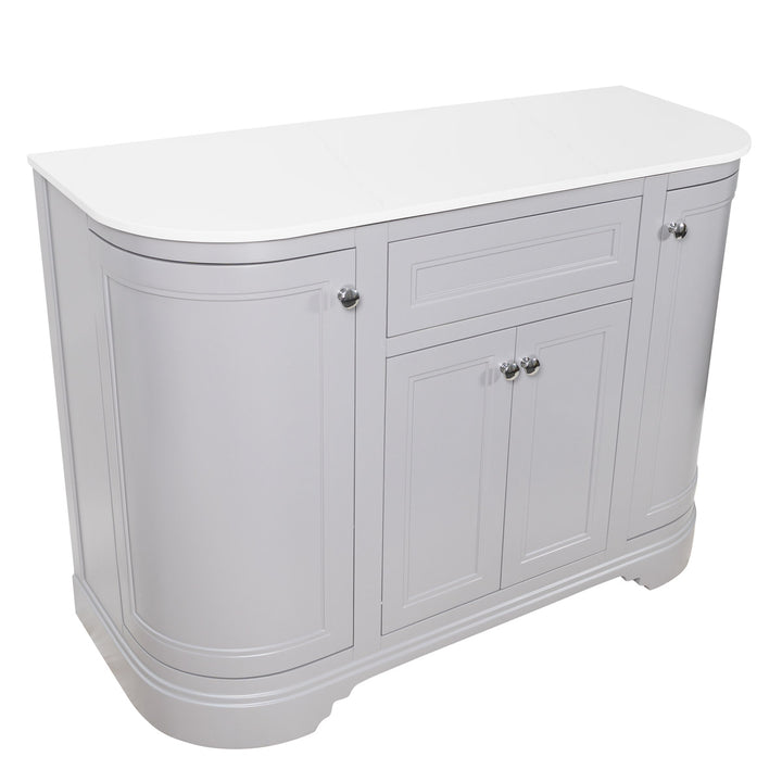 Kingsbury Classic Curved 1200mm Floor Standing Vanity Unit with Marble Worktop - Light Grey