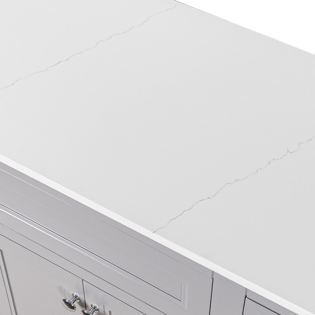 Kingsbury Classic Curved 1200mm Floor Standing Vanity Unit with Marble Worktop - Light Grey