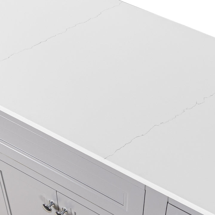 Kingsbury Classic Curved 1200mm Floor Standing Vanity Unit with Marble Worktop - Light Grey