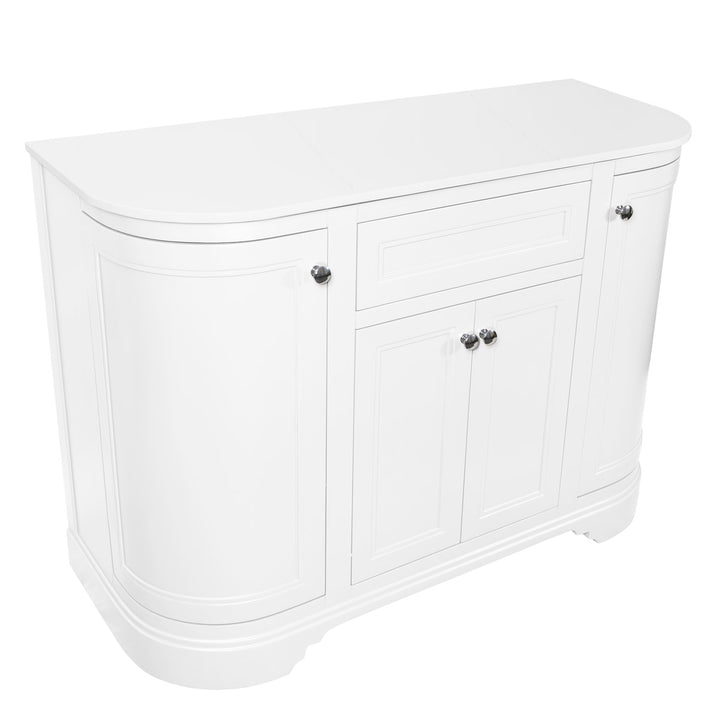 Kingsbury Classic Curved 1200mm Floor Standing Vanity Unit with Marble Worktop - White