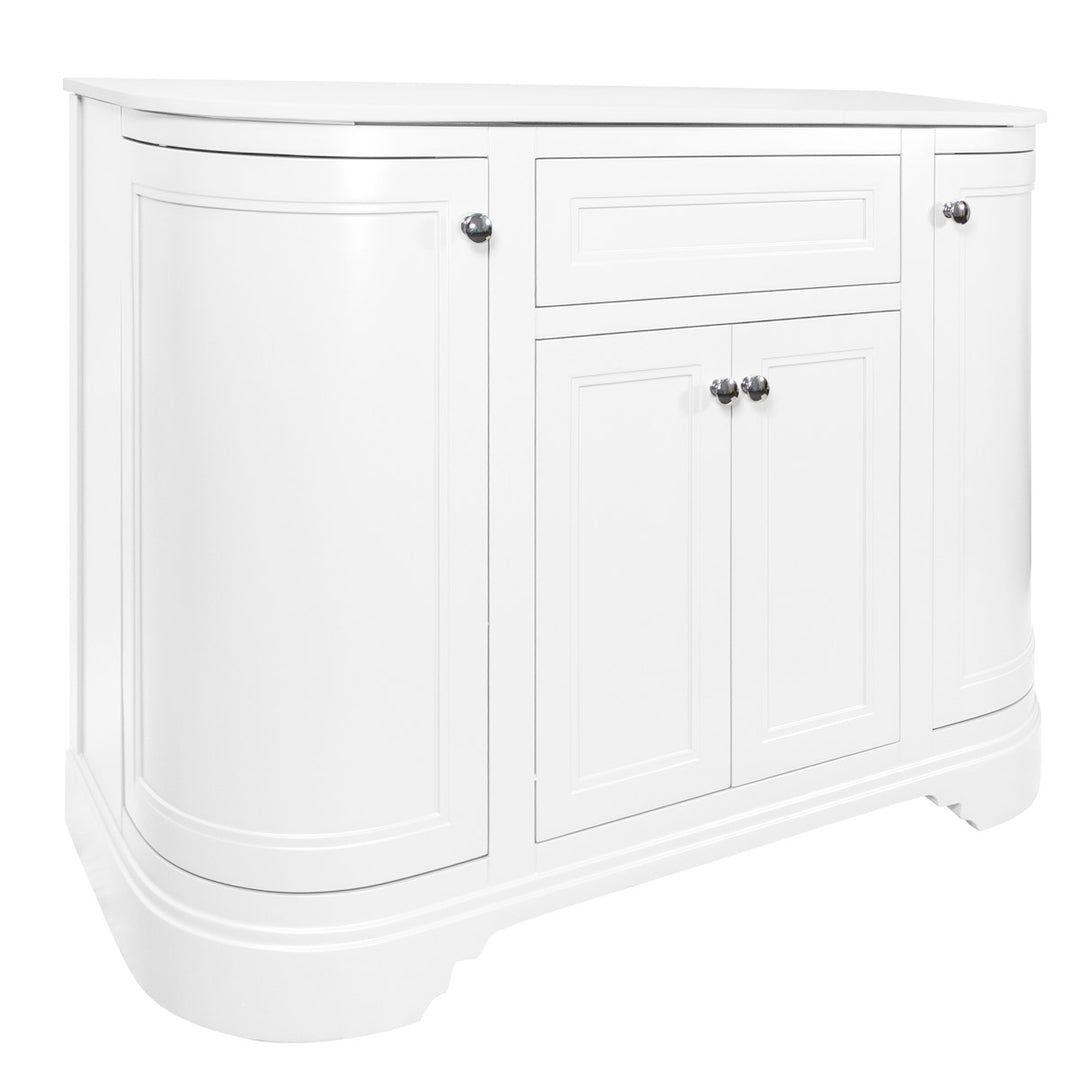 Kingsbury Classic Curved 1200mm Floor Standing Vanity Unit with Marble Worktop - White