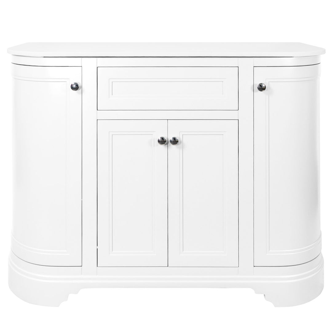 Kingsbury Classic Curved 1200mm Floor Standing Vanity Unit with Marble Worktop - White