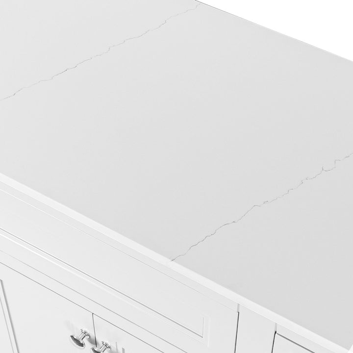Kingsbury Classic Curved 1200mm Floor Standing Vanity Unit with Marble Worktop - White