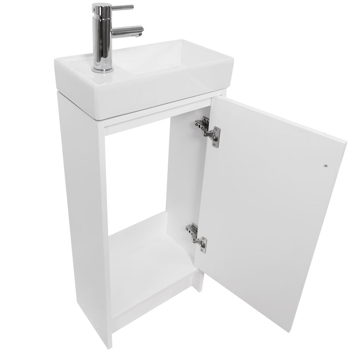 Kingsbury Traditional Floor Standing Cloakroom Vanity Unit and Basin - White