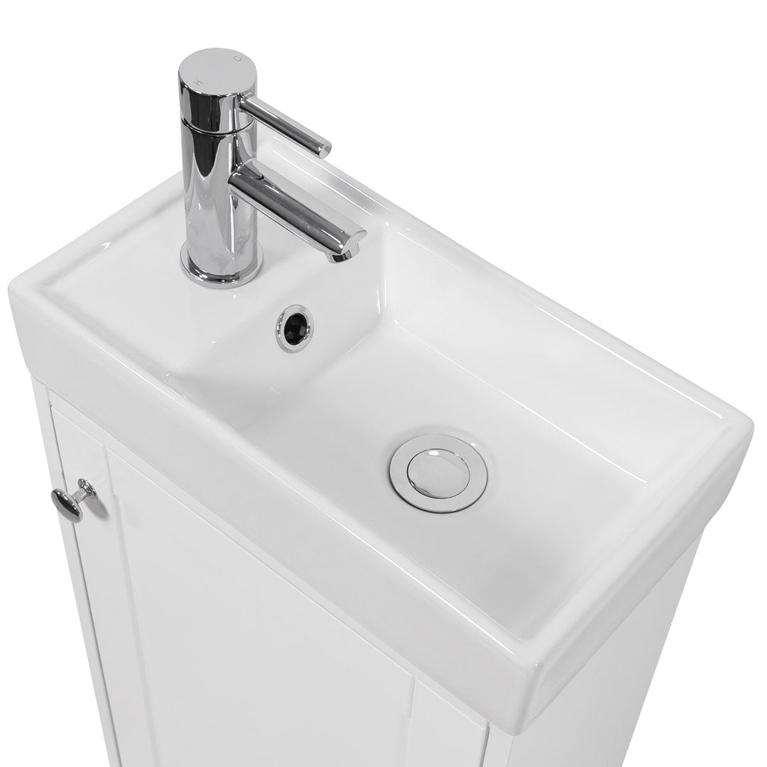 Kingsbury Traditional Floor Standing Cloakroom Vanity Unit and Basin - White
