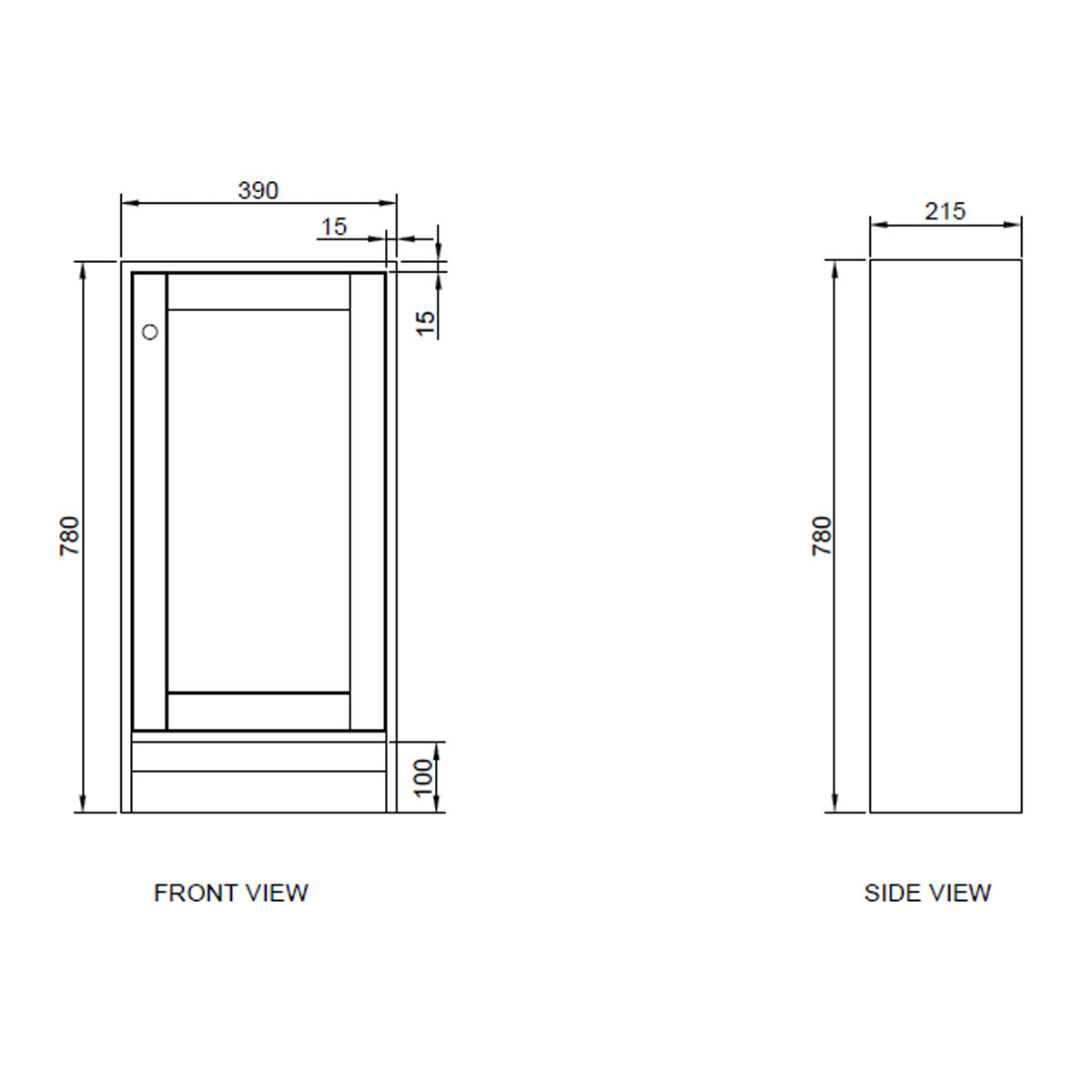 Kingsbury Traditional Floor Standing Cloakroom Vanity Unit and Basin - White - Technical drawing