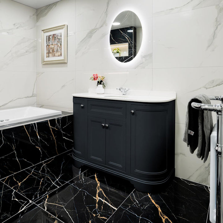 Kingsbury Classic Curved 1200mm Vanity Unit, Worktop &amp; Ceramic Basin - Anthracite