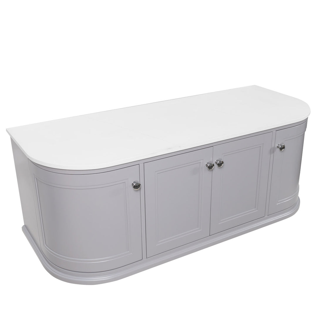 Kingsbury Classic Curved 1200mm Wall Hung Vanity Unit with Marble Worktop - Signal Grey