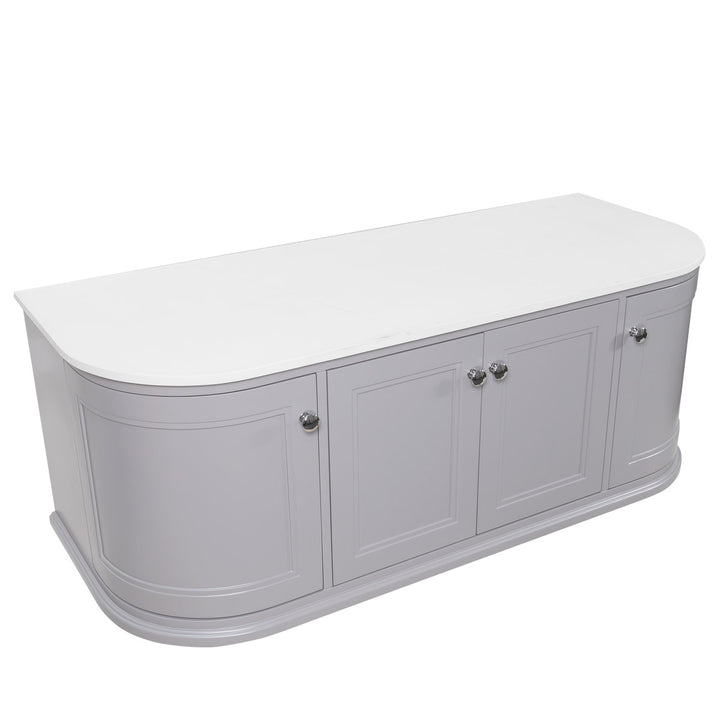 Kingsbury Classic Curved 1200mm Wall Hung Vanity Unit with Marble Worktop - Signal Grey
