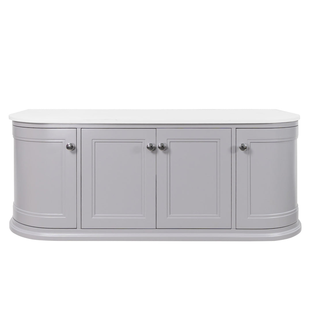 Kingsbury Classic Curved 1200mm Wall Hung Vanity Unit with Marble Worktop - Signal Grey