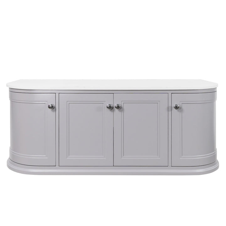 Kingsbury Classic Curved 1200mm Wall Hung Vanity Unit with Marble Worktop - Signal Grey