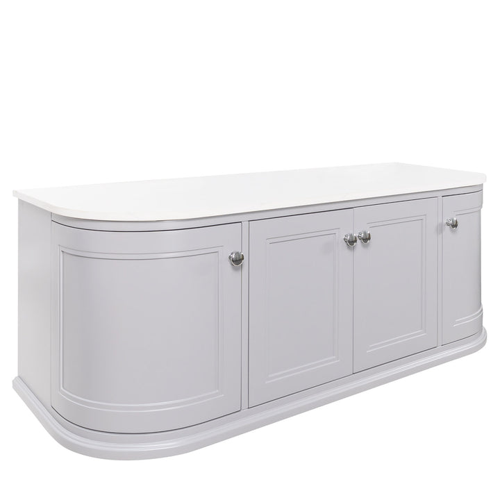 Kingsbury Classic Curved 1200mm Wall Hung Vanity Unit with Marble Worktop - Signal Grey