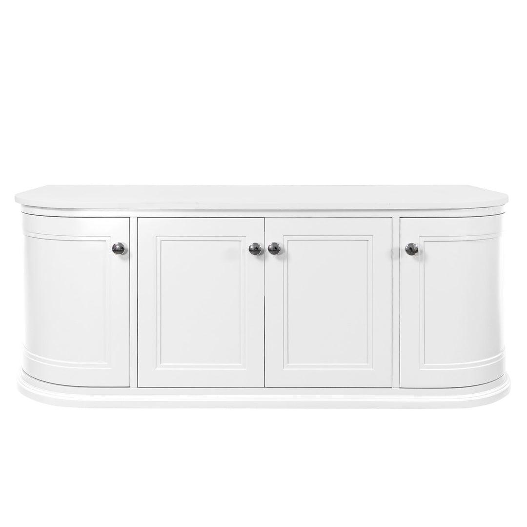 Kingsbury 1200 Wall Hung Curved Vanity Unit &amp; Marble Worktop - White