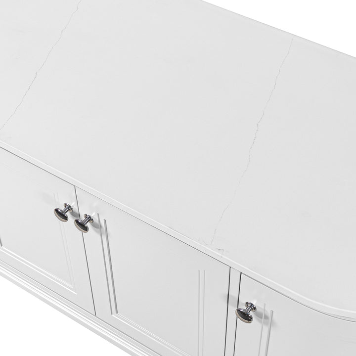 Kingsbury Classic Curved 1200mm Wall Hung Vanity Unit with Marble Worktop - White