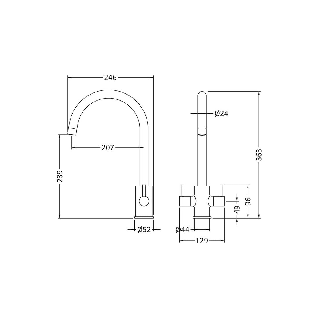 Nuie Lachen Mono Dual Lever Kitchen Tap - Brushed Nickel